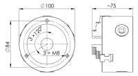 3-jaw chuck; Ø100mm; w.exchange jaws and wrench